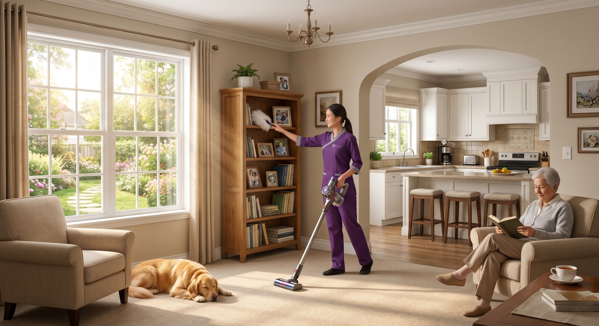 Maid in Dubai cleaning a family home