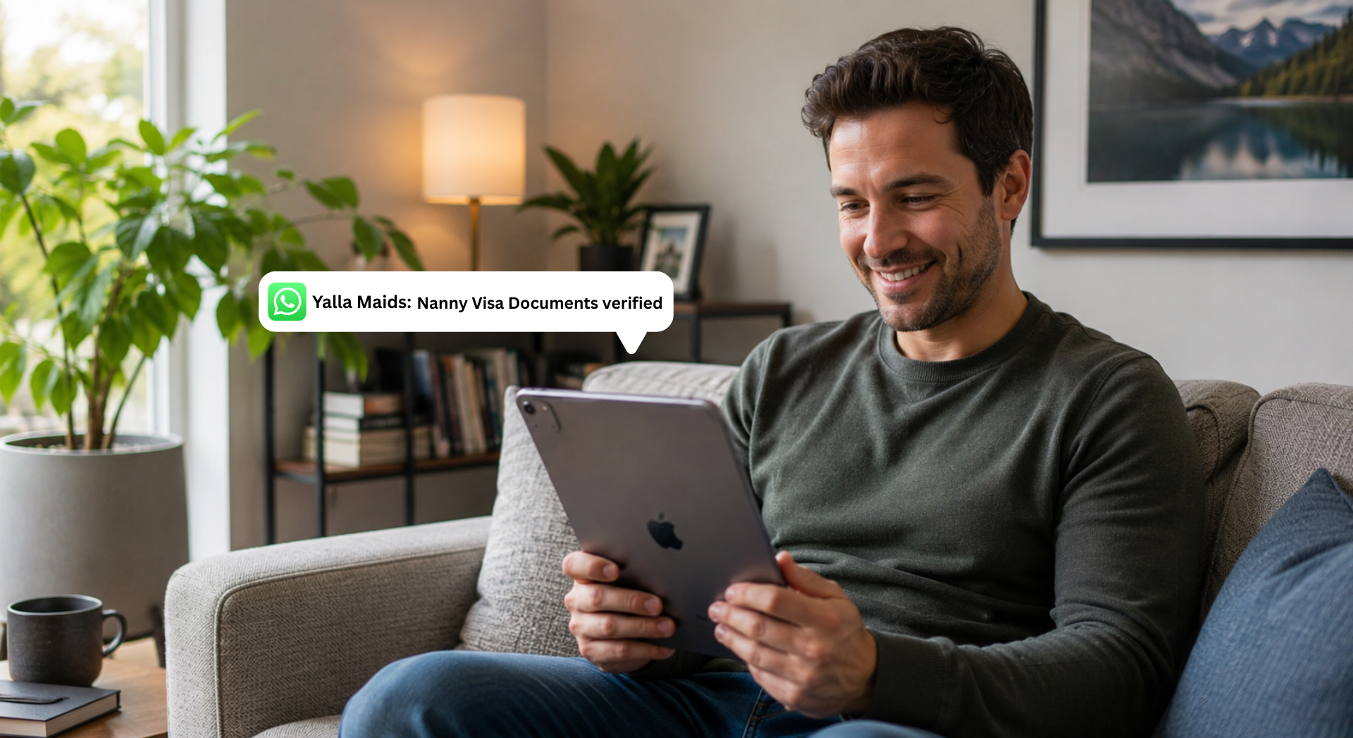 Person reviewing nanny visa documents online on a tablet.